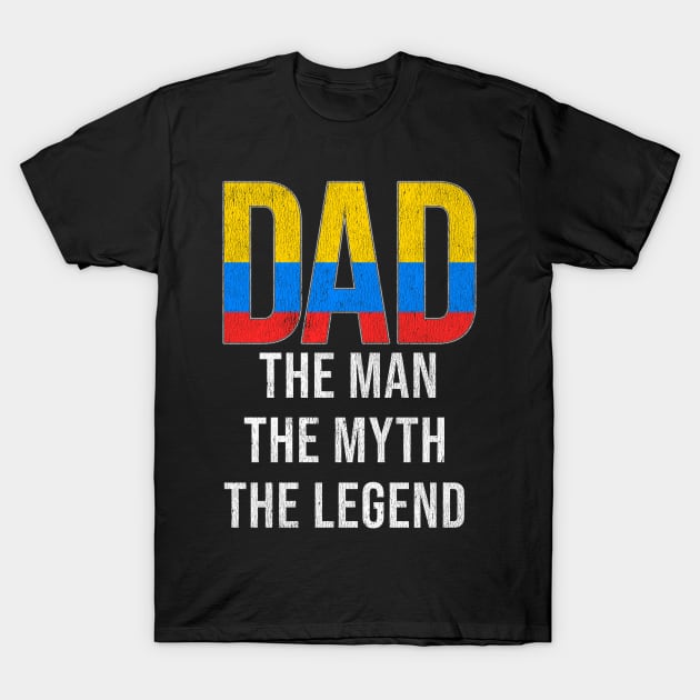 Colombian Dad The Man The Myth The Legend - Gift for Colombian Dad With Roots From Colombian T-Shirt by Country Flags